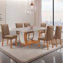 Ver imagem 7 de Mesa de Jantar Milena 180cm Tampo MDF Vidro Canto Copo com 6 Cadeiras Yasmin