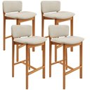 Ver imagem 1 de Kit 4 Banqueta Alta para Cozinha Sala de Jantar Bar Dara L02 Linho Champagne - Lyam Decor