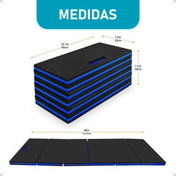 Tapete Yoga Exercícios Dobrável Multifunções Alça Eva Acolchoado 5sports:azul - 8