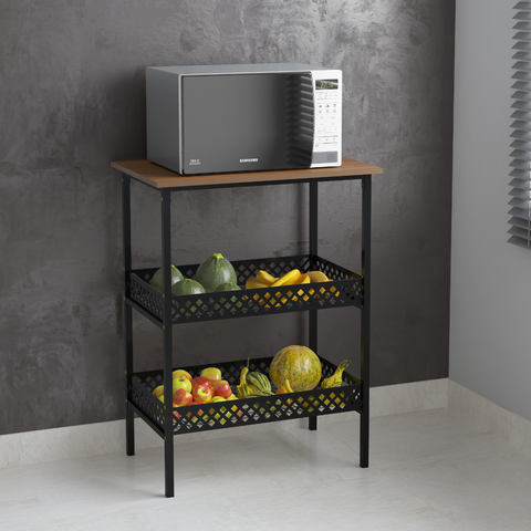 Fruteira de Chão para Cozinha Estilo Industrial com 2 Cestos