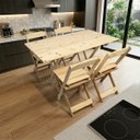 Ver imagem 2 de Kit Mesa 120x70 Dobrável em Madeira Maciça com 4 Cadeiras Natural