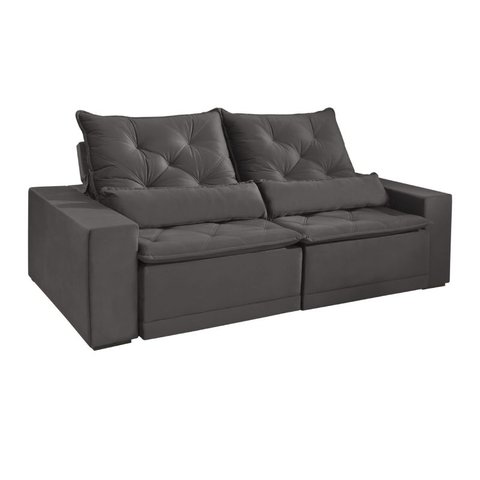 Sofá Retrátil e Reclinável 5 Lugares Valência Evidence Suede Cinza