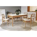 Ver imagem 1 de Sala Jantar Mesa Mira Premium Madeira Maciça C/ Tampo Madeirado C/ Vidro 160x90cm e 6 Cadeiras