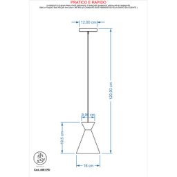 Pendente Sinus 4001 Branco com Cobre/1 - 2