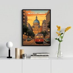 Quadro Decorativo Buenos Aires - Argentina 33x24cm - com Vidro:madeira Branca - 1