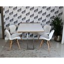 Ver imagem 2 de Conjunto de Mesa Dobrável Retrátil 1,40 Branco/Noronha Inox + 4 Cadeiras Slim - Branca