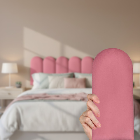 Cabeceira Nuvem Casal Facil Instalação 7 Placas 45cm Suede:goiaba