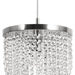 Lustre Pendente Plafon Redondo Cristal Crilik Ls7302 Cromado