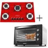 Fogão Cooktop 5 Bocas Vermelho + Forno de Eletrico 48 Plus 220v - 1