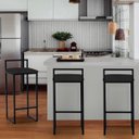 Ver imagem 3 de Kit 02 Banqueta Alta Lina Industrial Cozinha Bar Balcão Bistrô Ferro Preto Suede Preto - Ahazzo M