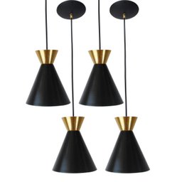Kit 4 Pendente Sinus 4001 Preto com Dourado/1 - 1