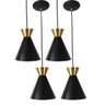 Kit 4 Pendente Sinus 4001 Preto com Dourado/1 - 1