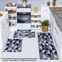 Ver imagem 1 de Par de Tapetes Jacquard Antiderrapante Cozinha Banheiro Quarto Sala Estampa Geométrica:losango Preto