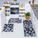 Ver imagem 2 de Par de Tapetes Jacquard Antiderrapante Cozinha Banheiro Quarto Sala Estampa Geométrica:losango Preto