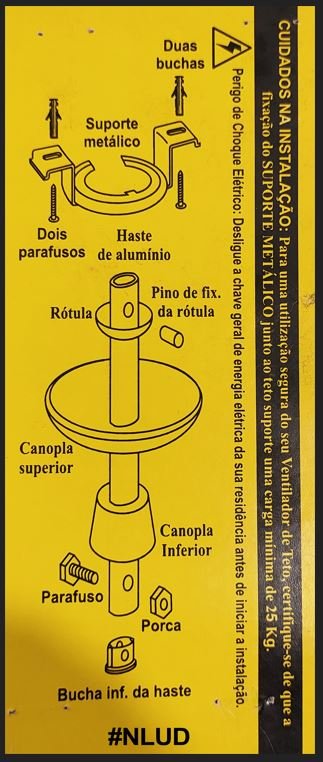 Kit de Instalação Fácil P/ Ventilador de Teto - Haste C/ 20cm. e Acessórios de Acabamento Branco - 4