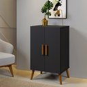Ver imagem 1 de Sapateira Cali em Mdf Base Madeira 2 Portas e 3 Prateleiras:preto