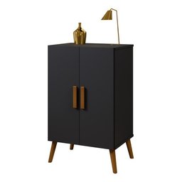 Sapateira Cali em Mdf Base Madeira 2 Portas e 3 Prateleiras:preto - 3