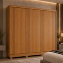 Ver imagem 1 de Guarda-Roupa Casal 100% MDF 3 Portas de Correr 4 Gavetas com Pés 182cm Multimóveis CR35539