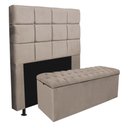 Ver imagem 1 de Kit Cabeceira + Calçadeira Baú Espanha 195cm King Size para Cama Box Corino Bege - Gat Magazine