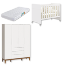 Ver imagem 2 de Quarto de Bebê Berço Evolution + Guarda Roupa Infantil 4P e 3g Branco Classic com Colchão