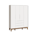 Ver imagem 3 de Quarto de Bebê Berço Evolution + Guarda Roupa Infantil 4P e 3g Branco Classic com Colchão