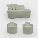 Ver imagem 1 de Kit 2 Poltronas com Sofá Curvo 2 Lugares Feijão Forma Orgânica Bouclé