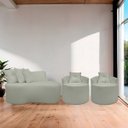 Ver imagem 2 de Kit 2 Poltronas com Sofá Curvo 2 Lugares Feijão Forma Orgânica Bouclé