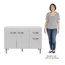 Ver imagem 5 de Balcão Gabinete Para Pia Com Tampo 120cm 3 Portas e 1 Gaveta Gabriela Branco - AJL Móveis