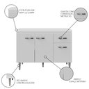 Ver imagem 3 de Balcão Gabinete Para Pia Com Tampo 120cm 3 Portas e 1 Gaveta Gabriela Branco - AJL Móveis