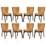 Kit 8 Cadeiras para Mesa de Jantar 44x86 Cm Irlanda Madeira Maciça Tabaco Suede Terracota L79 - RMI - 1