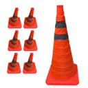 Ver imagem 1 de Cone Sinalizador Kit 6 Retratil Alerta Viario Estacionamento Baliza Aviso Guarda Rodovia Segurança e