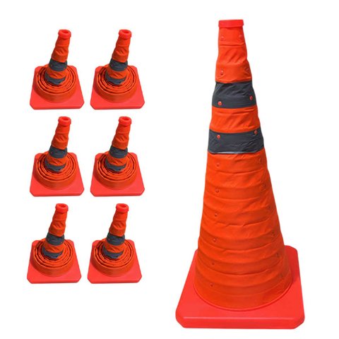 Cone Sinalizador Kit 6 Retratil Alerta Viario Estacionamento Baliza Aviso Guarda Rodovia Segurança e