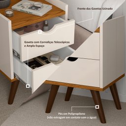 Kit Mesa Cabeceira 2 Gavetas Lindas para Seu Quarto:freijo Off White - 4