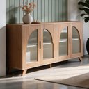 Ver imagem 3 de Aparador Buffet para Sala de Jantar 4 Portas Vidro 160cm Mozart A05 Cinamomo Off White - Lyam Decor
