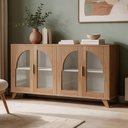 Ver imagem 4 de Aparador Buffet para Sala de Jantar 4 Portas Vidro 160cm Mozart A05 Cinamomo Off White - Lyam Decor