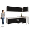 Ver imagem 5 de Armário de Cozinha Modulado de Canto 6 Peças Cp31 Balcão sem Tampo Branco/preto - Lumil Lumil Móveis