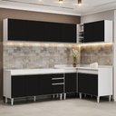 Ver imagem 2 de Armário de Cozinha Modulado de Canto 6 Peças Cp31 Balcão sem Tampo Branco/preto - Lumil Lumil Móveis