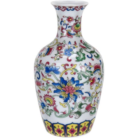 Vaso Decorativo de Cerâmica Color 14x7x7cm Enfeite Sala Mesa Estante Aparador