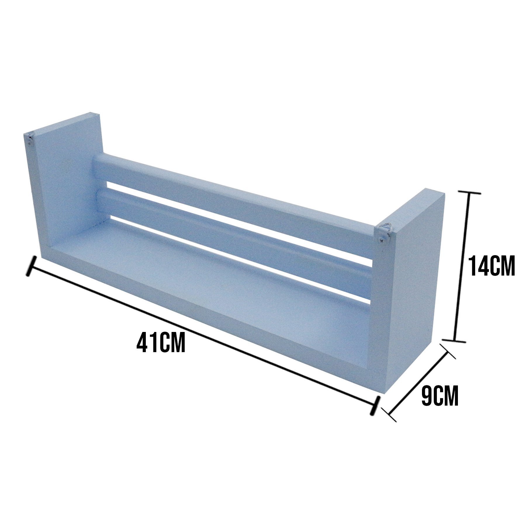 Porta Livros Pequena Prateleira Temperos Condimentos Cores Expositor Pinus Suspenso Madeira:azul - 2