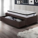 Ver imagem 6 de Base Box Cama Solteiro Sapateira Courino Linho Marrom e Colchão Adapto Cama Inhouse 88x188