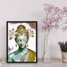 Quadro Buda Branco Com Dourado 24x18cm - com vidro:Madeira branca - 2