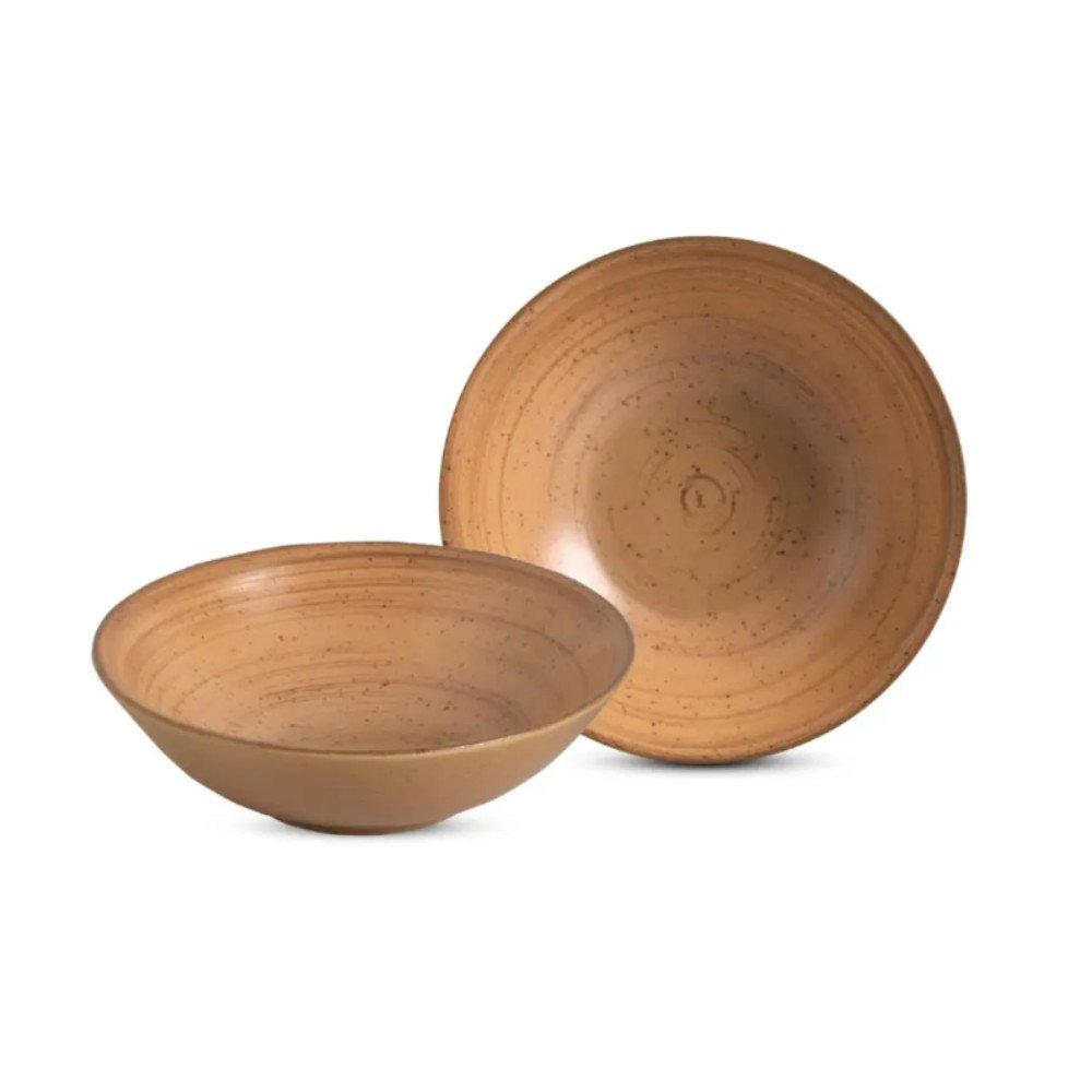 Jogo de Bowl de Cerâmica Decorado Terracota Mocha Mousse 300ml - Alleanza - 4 Bowls