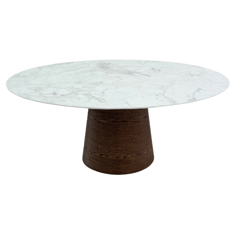 Mesa de Jantar Cone Oval 180x100 Cm Tampo Mdf Marmorizado Base Imbuia Mesa de Jantar Cone Oval 180x1