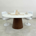 Ver imagem 2 de Mesa de Jantar Cone Oval 180x100 Cm Tampo Mdf Marmorizado Base Imbuia Mesa de Jantar Cone Oval 180x1