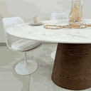 Ver imagem 4 de Mesa de Jantar Cone Oval 180x100 Cm Tampo Mdf Marmorizado Base Imbuia Mesa de Jantar Cone Oval 180x1