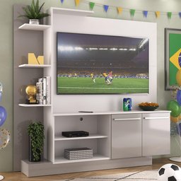 Estante com Painel TV 55" e 2 portas França Multimóveis BR2473 Branco/ Lacca Fumê - 1