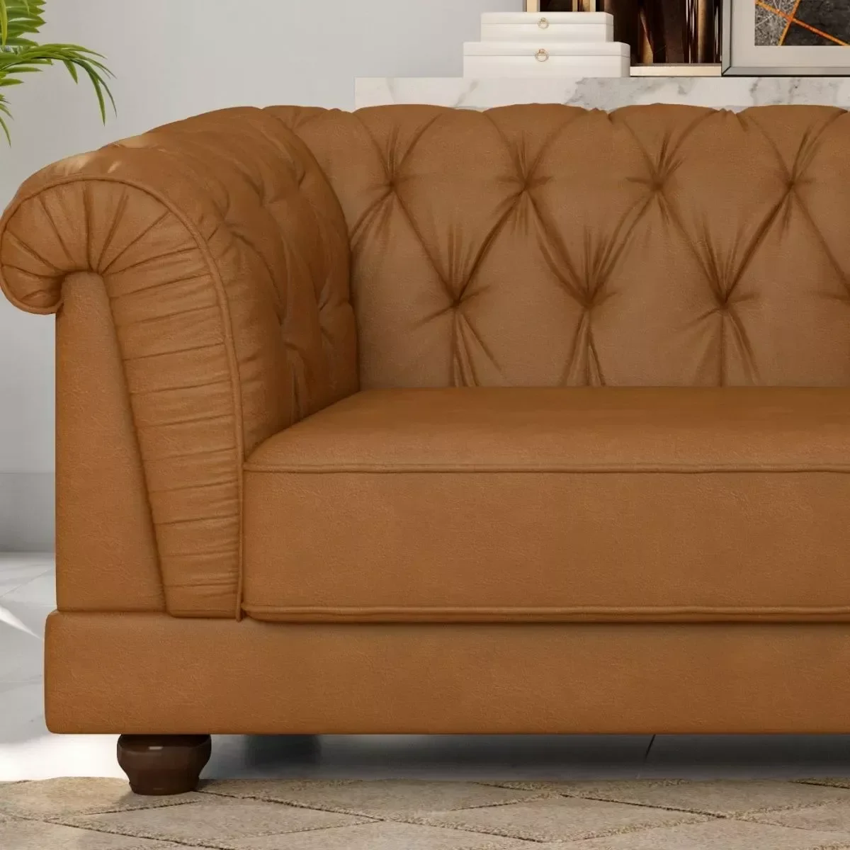 Ver imagem 2 de Sofá Helena Luxo Living 2,20 2 Lug em Corino Caramelo