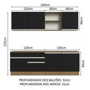 Ver imagem 4 de Armário de Cozinha Completa 240cm Rustic/Preto Glamy Madesa 06