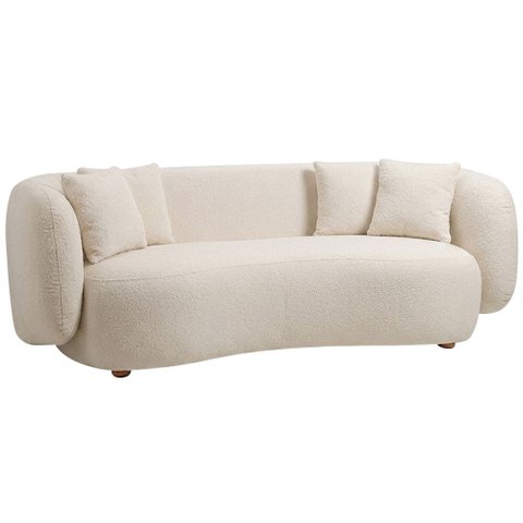 Sofá 3 Lugares Orgânico para Sala Living 210cm Sonata Bouclé Off White - Nexta Casa