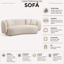 Ver imagem 3 de Sofá 3 Lugares Orgânico para Sala Living 210cm Sonata Bouclé Off White - Nexta Casa